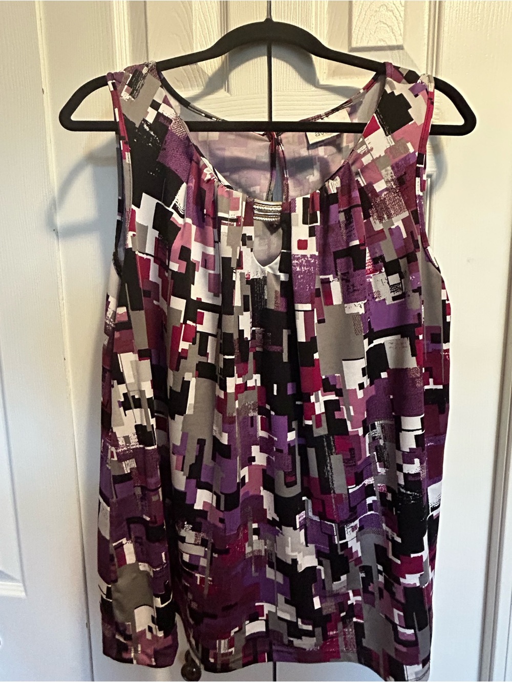 Avenue Purple, Black & White Geometric Print Top
